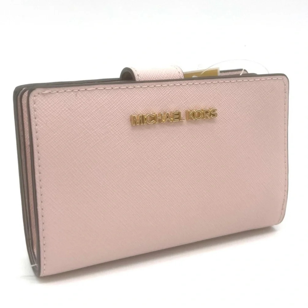 Michael Kors Medium Bifold Zip Chain Wallet Powder Blush